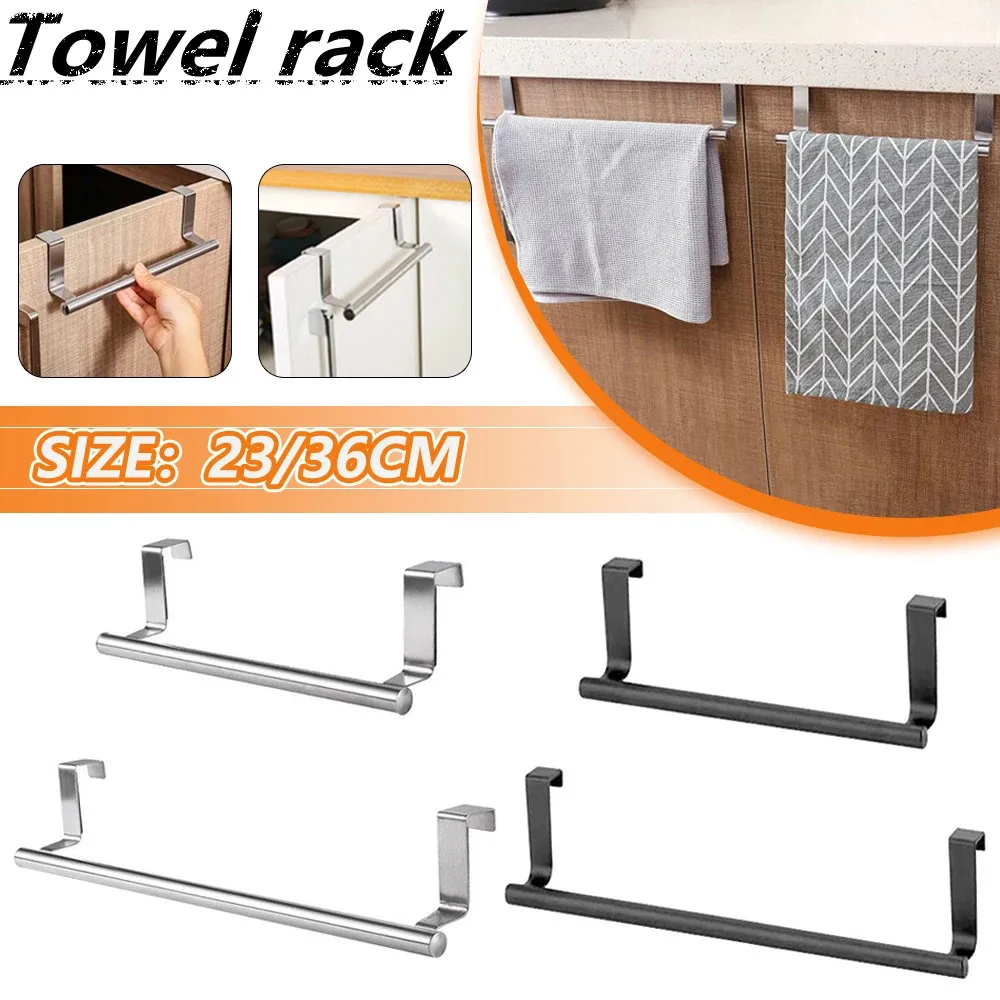 

Towel Rack Over Door Towel Bar Hanging Holder Stainless Steel Kitchen Cabinet Bathroom Towel Rag Rack Home Organizer Hanger