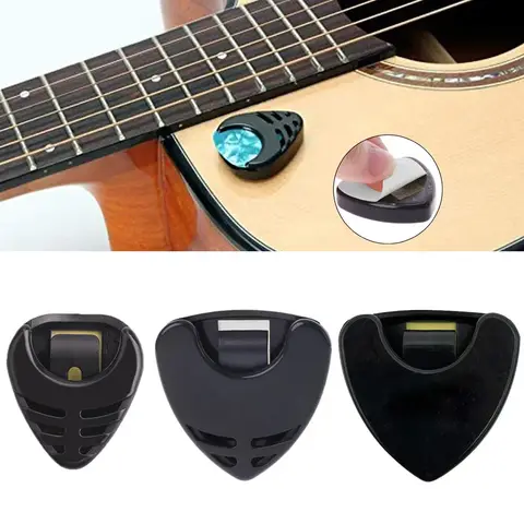 1pcHeart Pick Box Gitarre Pick Halter Kunststoff Plektrum Fall Mediator Schnelle Lagerung Selbstklebende Dreieck Form Musik Zubehör
