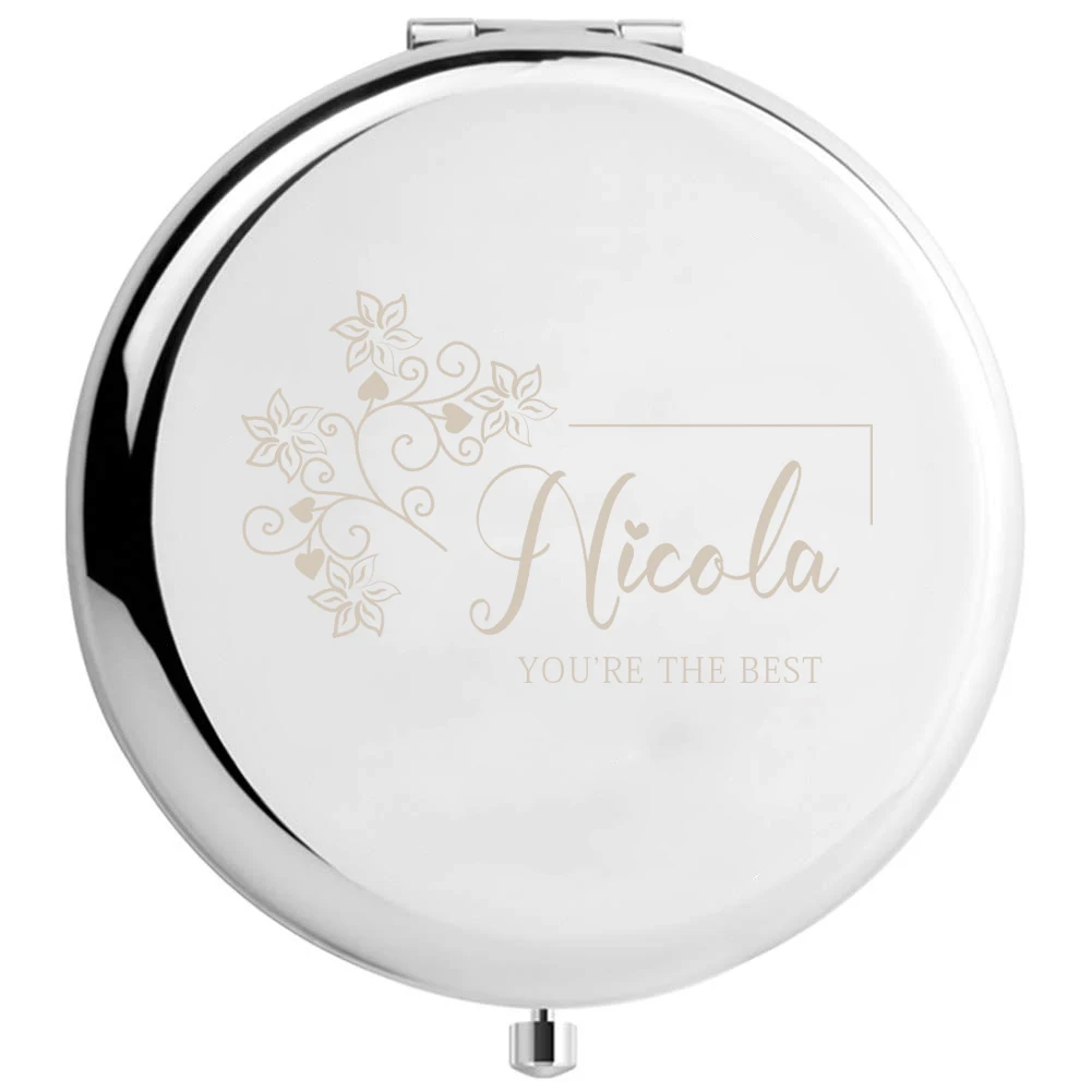 1pc Lovely Different flowers you are the best Custom Name Pocket Mirror Round Circle Mirror Folding Mirror Makeup Mirror