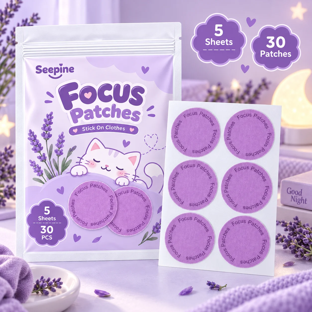 30 PCS/5 Sheets Focus Patches, Stick-On Clothes Patches, Lightweight Fabric Sticker Set for Daily Wear, Home, Office, Study, Tra