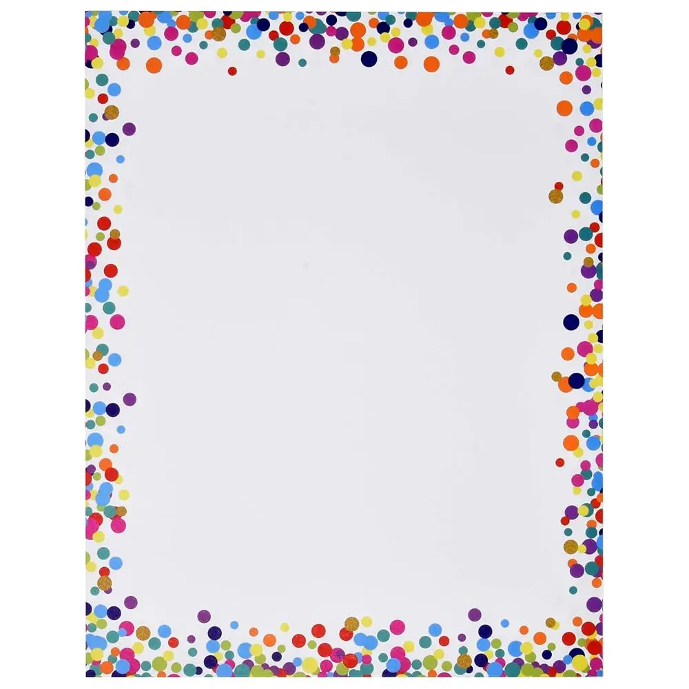 

Бумага для конвертов Confetti Computer, 100 листов, с цветной каймой и точечным дизайном, двусторонняя, 8,5 x 11 дюймов, для письма