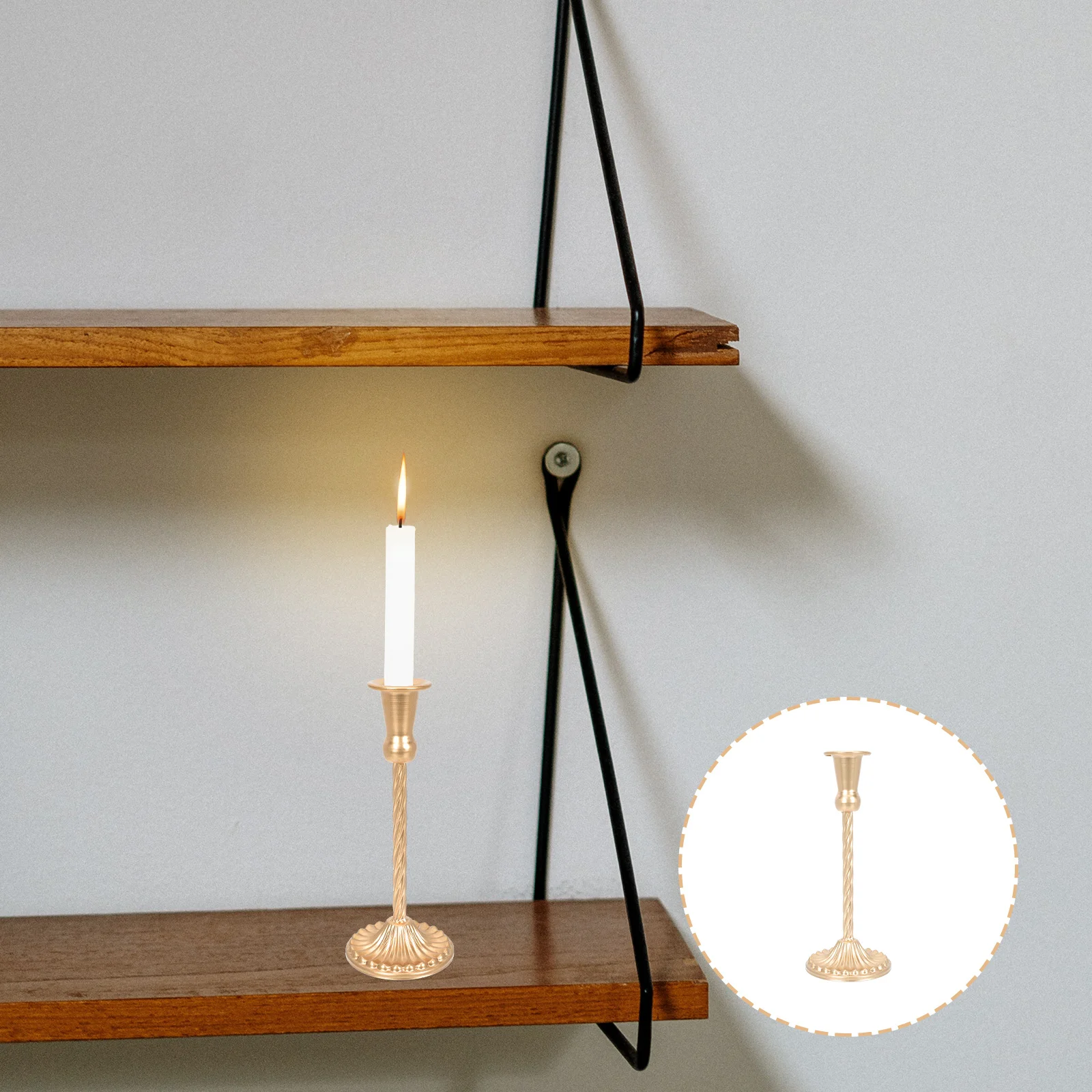 

Iron Holder Metal Screw Rod Design Desktop Candlestick Stable Wedding Party Decor Screw Rod Design Stand