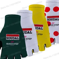 France Tour Soudal Quick Step Team Cycling Gloves 2024 Green  Bike Bicycle Half Finger Glove One Pair Size M-XL Gant Cyclisme