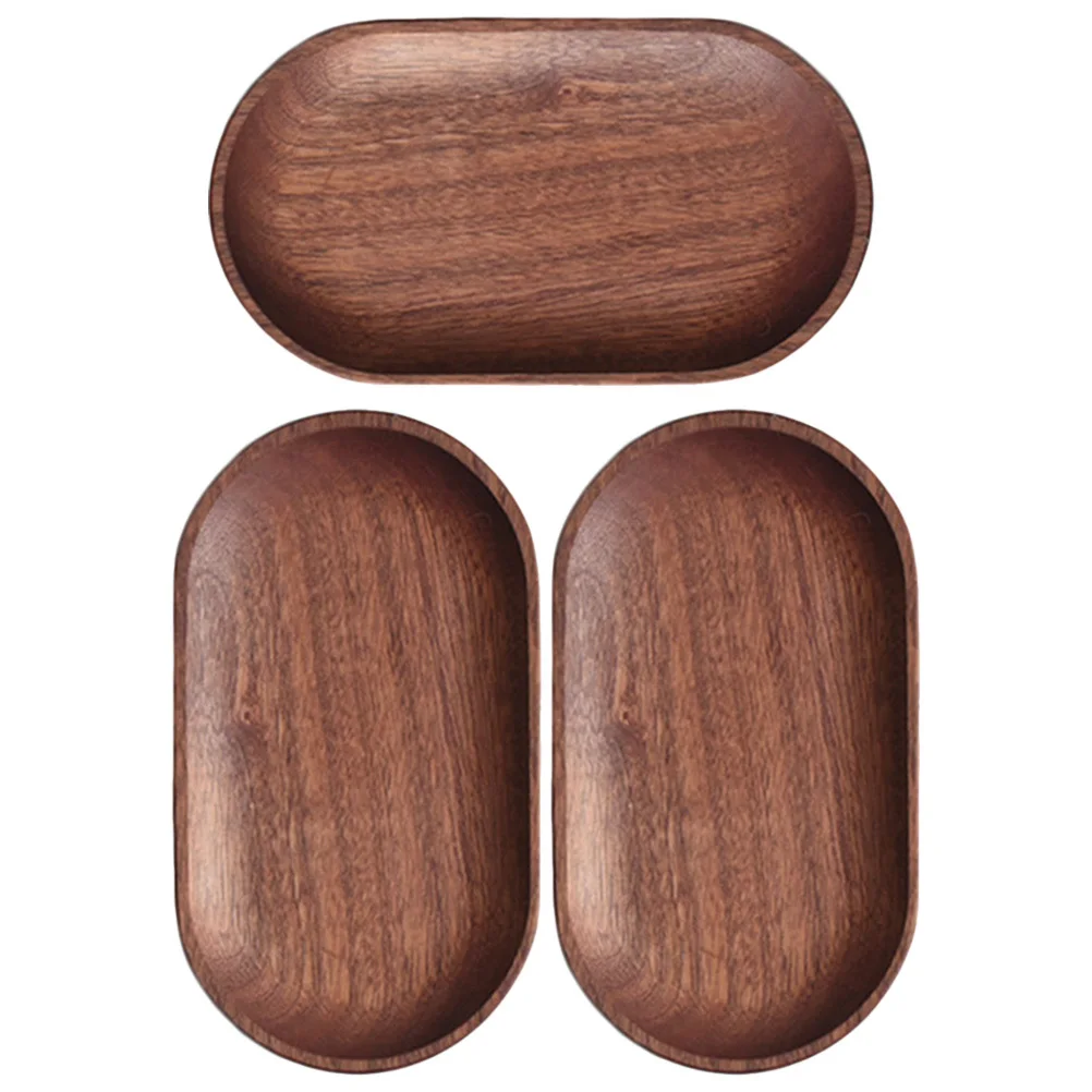 

3Pcs Wooden Tray Oval Food Serving Plate Household Snack Tray for Dessert Fruit Cheese Display Desktop Wood Plate