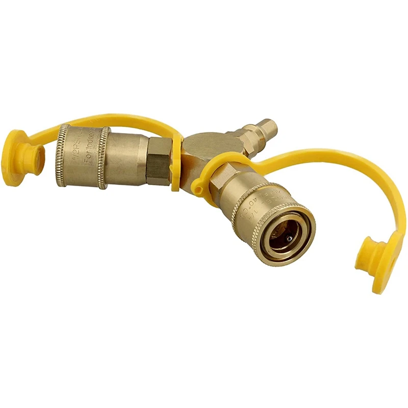 1/4In Propane Tank Adapters LP Gas Line Splitter 2 Way Hose Tee Y Propane Splitter - 2 Propane Quick Connect Ends