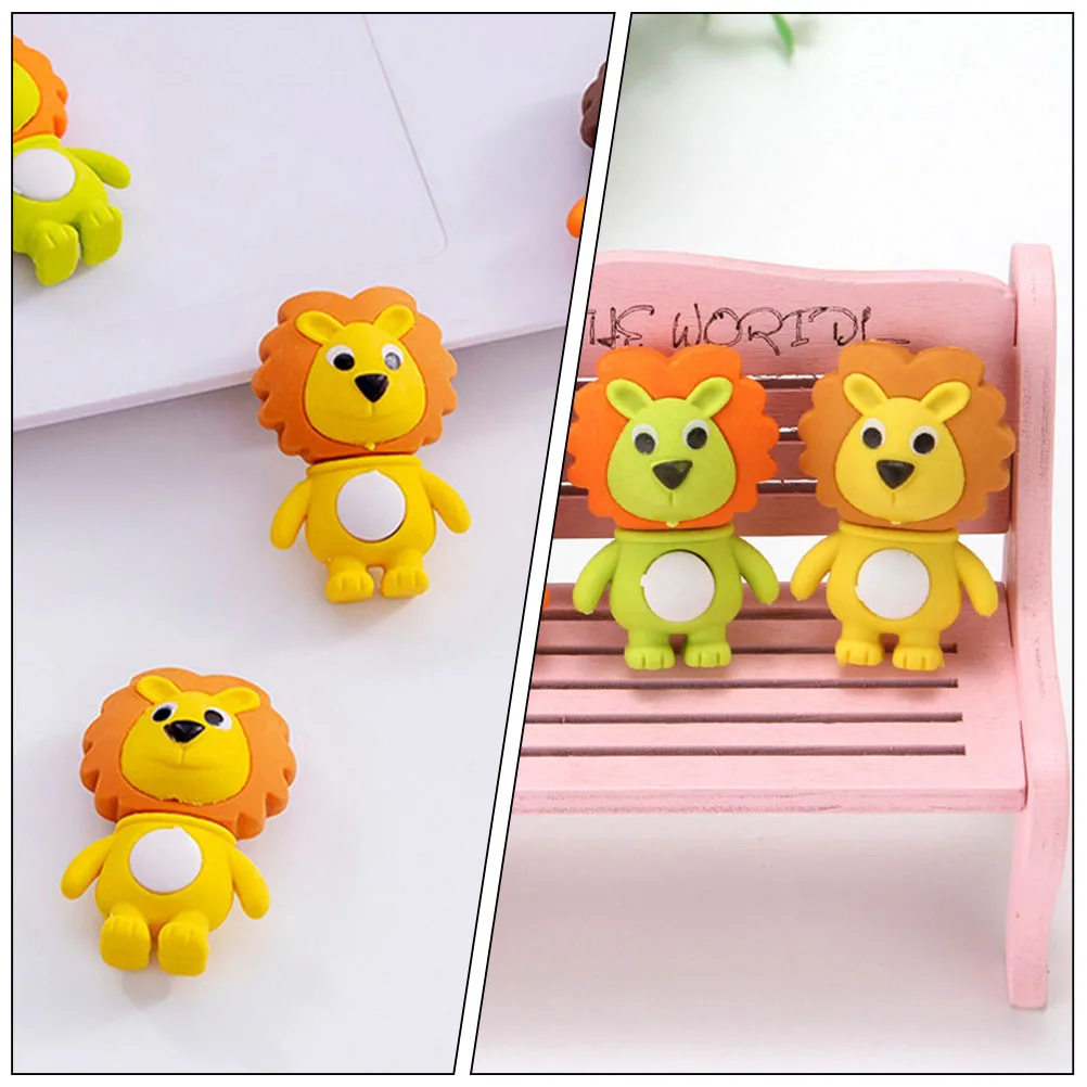 48 pièces adorables en forme de Lion mignon dessin animé Animal en vrac Mini gommes pour dessiner gommes en caoutchouc maison bureau fête artisanat