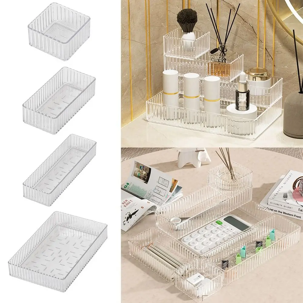 

Multifunctional S/M/L/XL Desk Drawer Organizers Rectangle Plastic Storage Box Transparent Unlimited Makeup Organizer Home Office