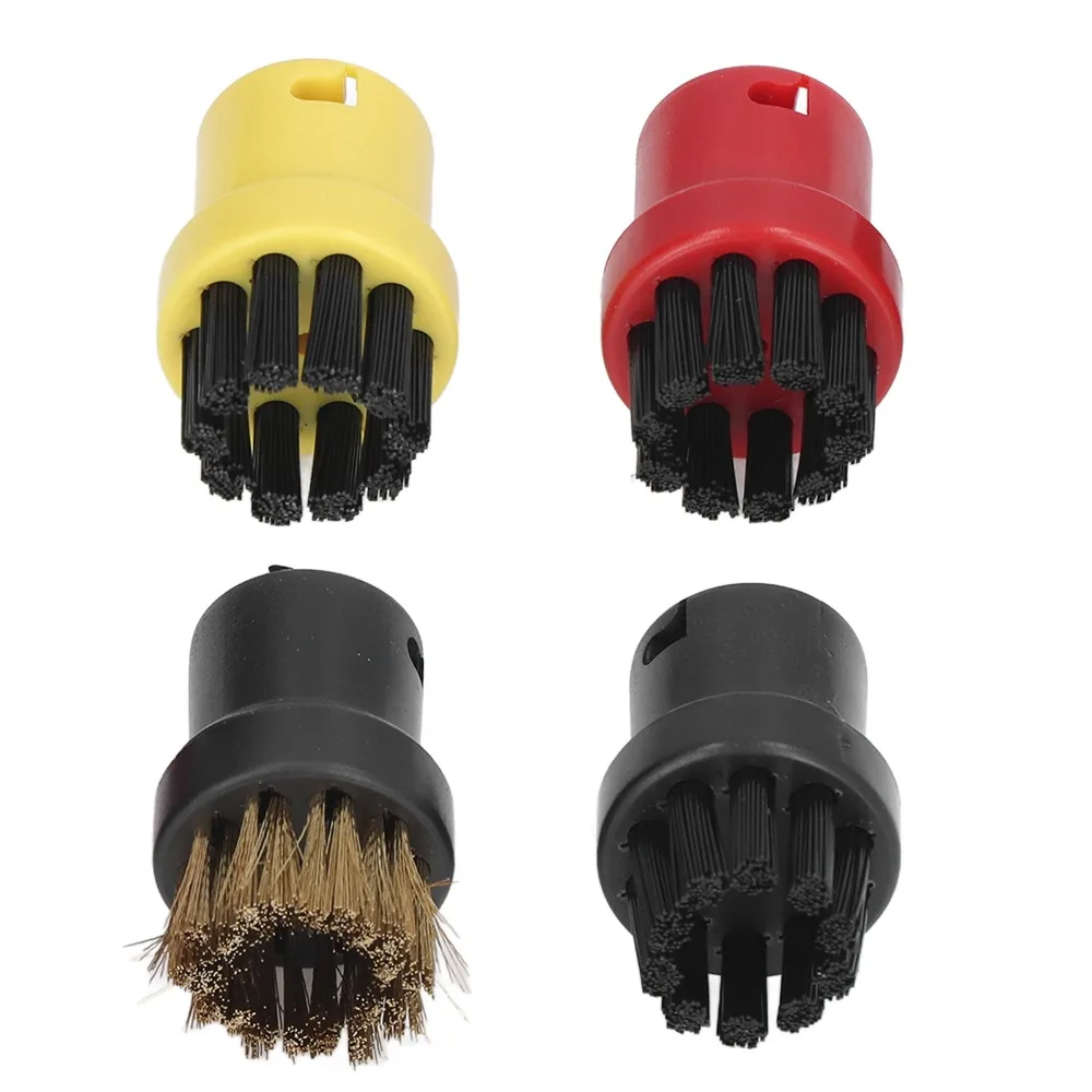 4PCS Small Steam Cleaner Brushes Round Black Round Brush Head Replacement Compatible for Karcher SC1/SC2/SC4/SC5