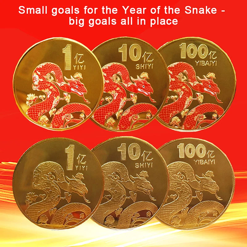 

1Pc 2025 New Year Of The Snake Commemorative Coins Chinese Zodiac Snake Medals 3D Relief Coins Collectibles New Year Coins