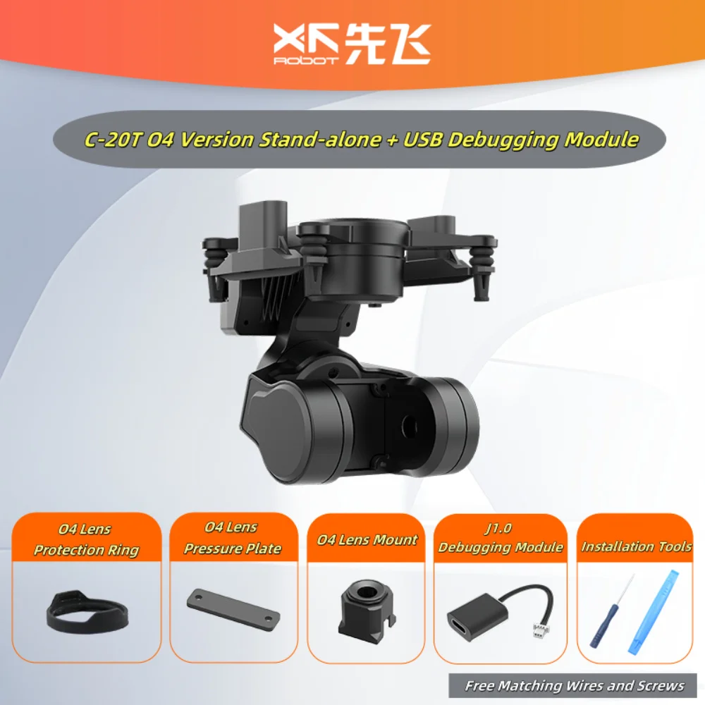 XF C-20T 3-Axis FPV Gimbal for DJI O4/O4 Pro  USB-Adjustable Stabilizer with Head Tracking & High-Speed Control