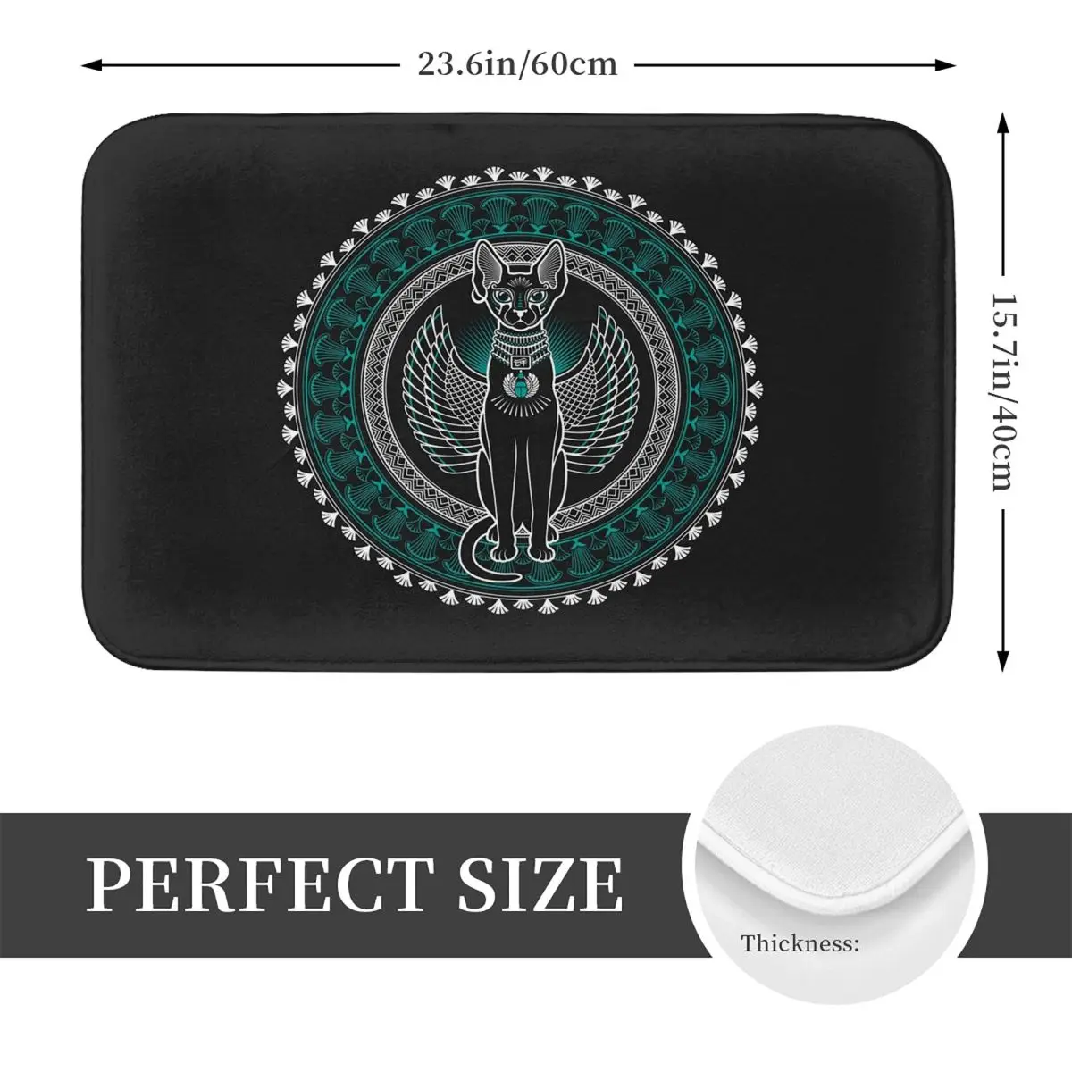 Egyptian Cat Egypt Hieroglyphic Doormat Kitchen Entrance Home Floor Mat Non-slip Carpet Rug for Balcony Footpad Mats