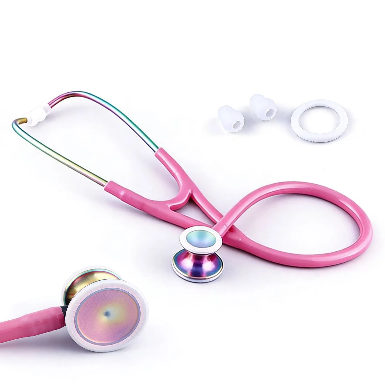 Classic Rainbow Medical Portable Professional Clinical Cute Cardiology Stethoscope Health Tool for Nurse Doctor Students D2
