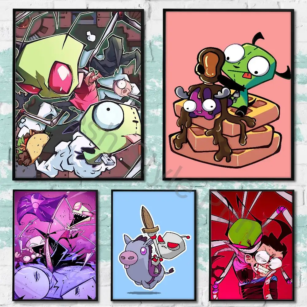 

I-Invader ZIM GIR Poster HD Art Sticky Wall Waterproof Home Living Room Bedroom Bar Aesthetic Decoration
