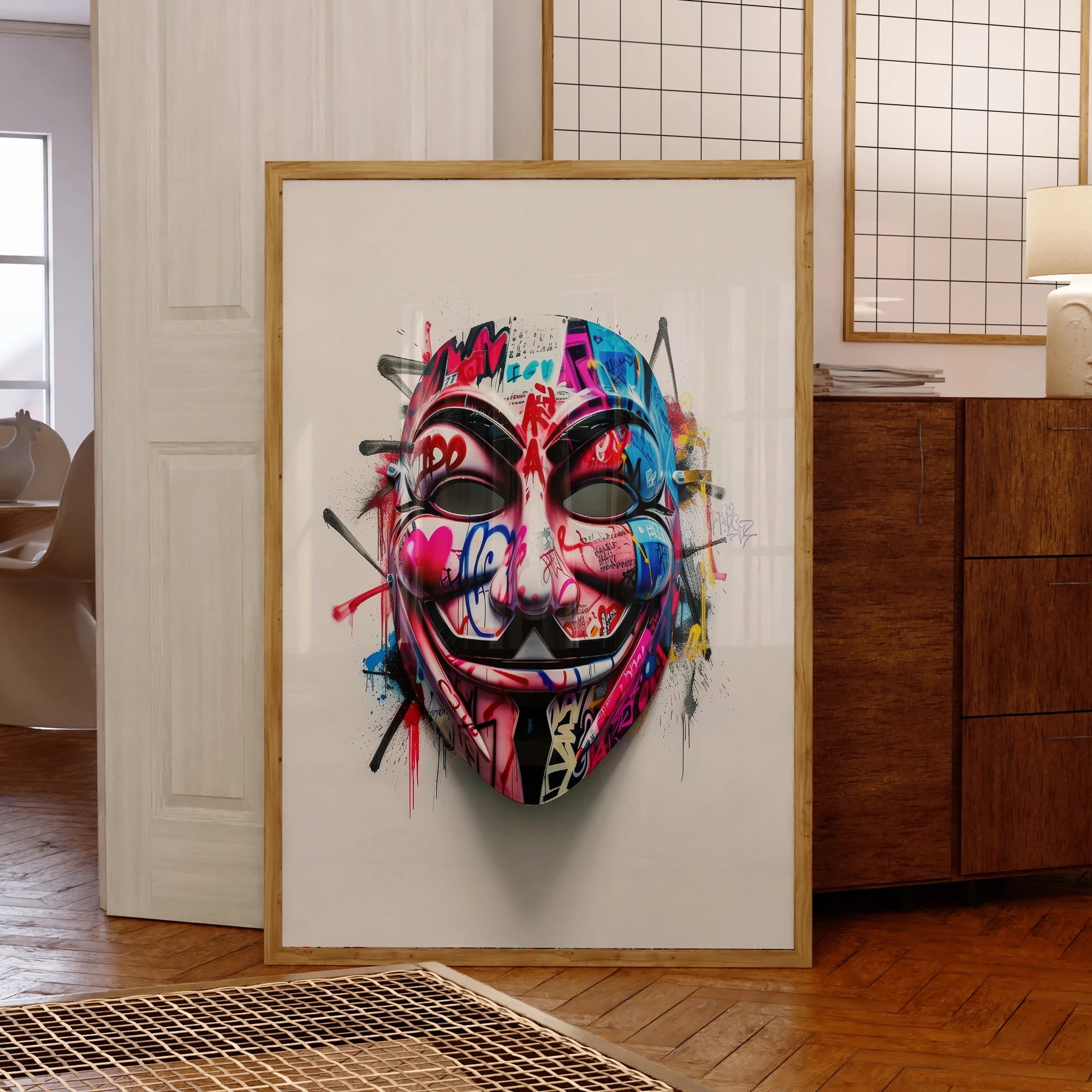 Moderne Da Vinci Pop Art Masker Graffiti Kleurrijke Art Prints Canvas Schilderij Poster Foto Voor Woonkamer Home Decor