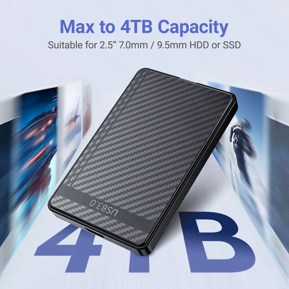 RAGEER Gabinete de disco rígido externo sem ferramentas de 2,5 polegadas compatível com HDDs/SSD de 7 mm/9,5 mm para computadores desktop e laptops