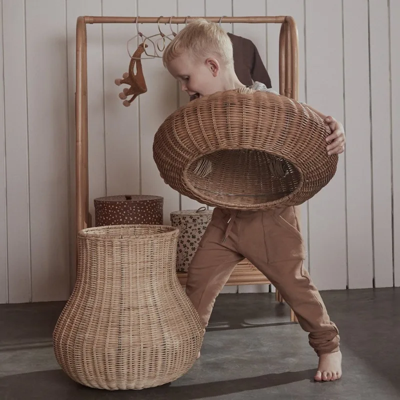 Dirty clothes basket, rattan storage basket, sundries storage box, mushroom basket, Nordic insect-proof and mildew-proof