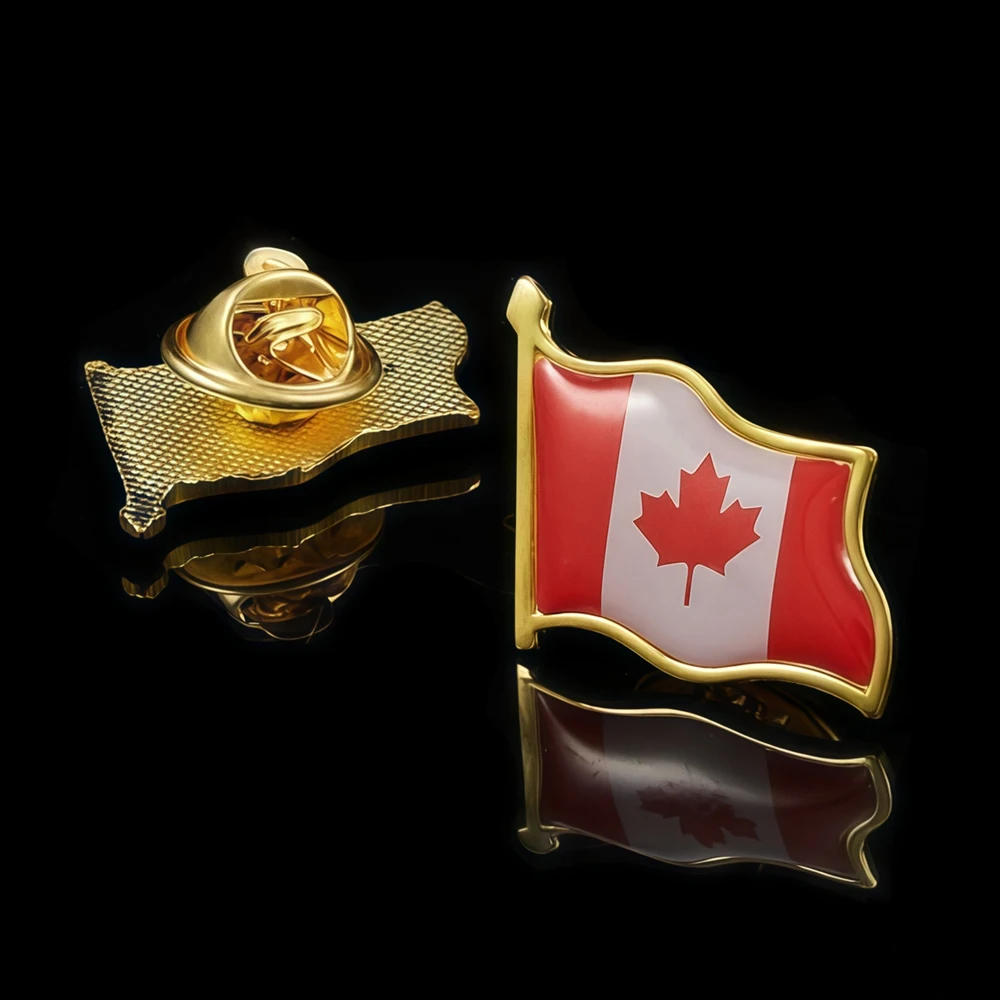 Canada Proud Red Maple Leaf Flag Badge Lapel Tie Backpack Icon Decoration Wear Pin Brooch Collection
