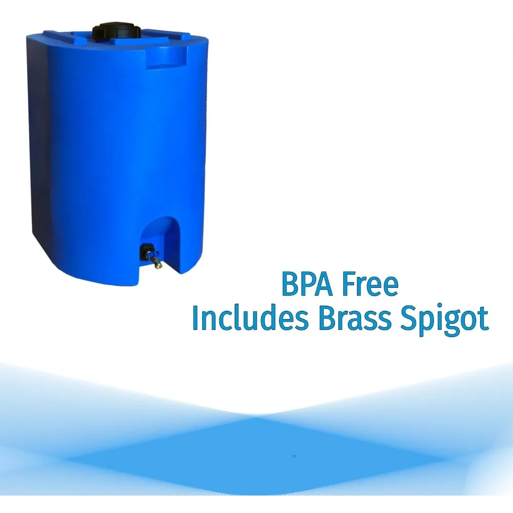 Blue 55 Gallon Water Storage Tank by- Emergency Water Barrel Container with Spigot for Emergency Disaster Prepare