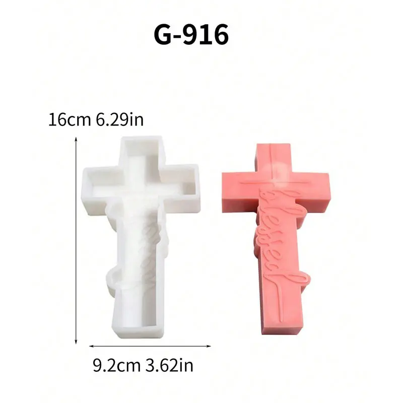 1 Piece, Easter Text Relief Cross Rose Cross Mold Ornament Aromatherapy Candle Crystal Drip Plaster Silicone Mold