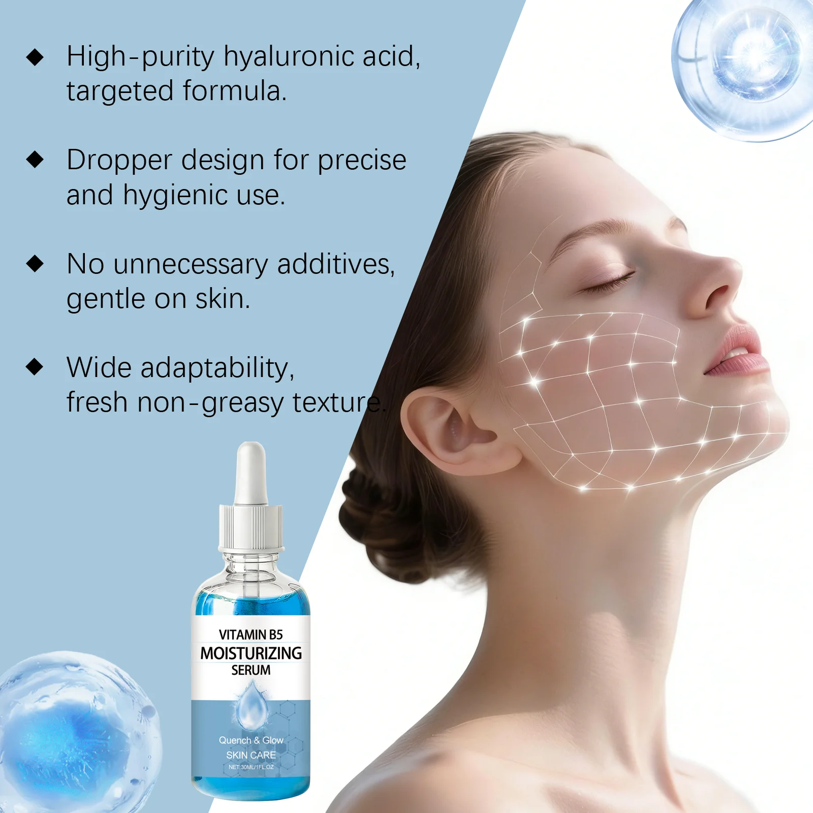 Vitamin B5 Facial Serum Panthenol Soothing Essence Hyaluronic Acid Deep Hydrating Visibly Plumps Skin Anti Aging Korean Skincare