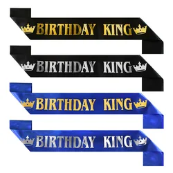 Gold Black Birthday King Sash for Men Boy Girl Happy 16 18 20 30 40 50 60 Birthday Party Decoration Favor Supplies