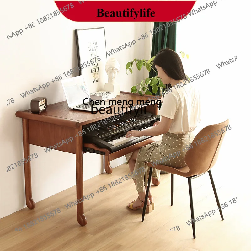 X  Solid Wood Piano Table Recording Studio Desk Electric Piano Storage Table Singer Composer Musical Note Mixer Music Table