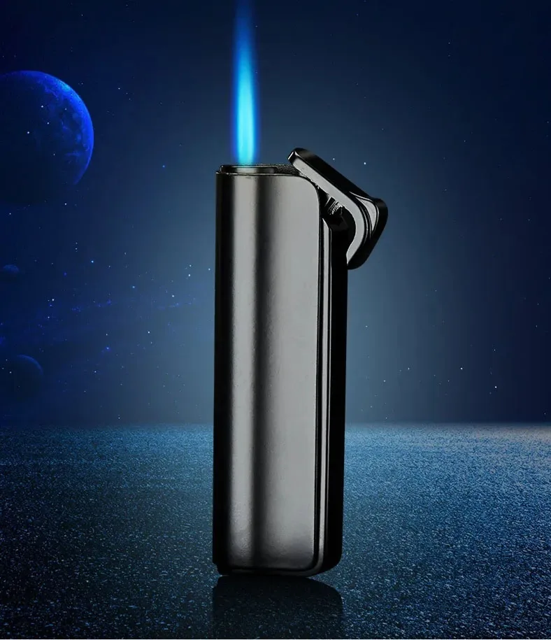 Hot Windproof Gas Direct Injection Butane Turbo Blue Flame Metal Lighter Outdoor Portable Barbecue Cigar High end Men's Gifts