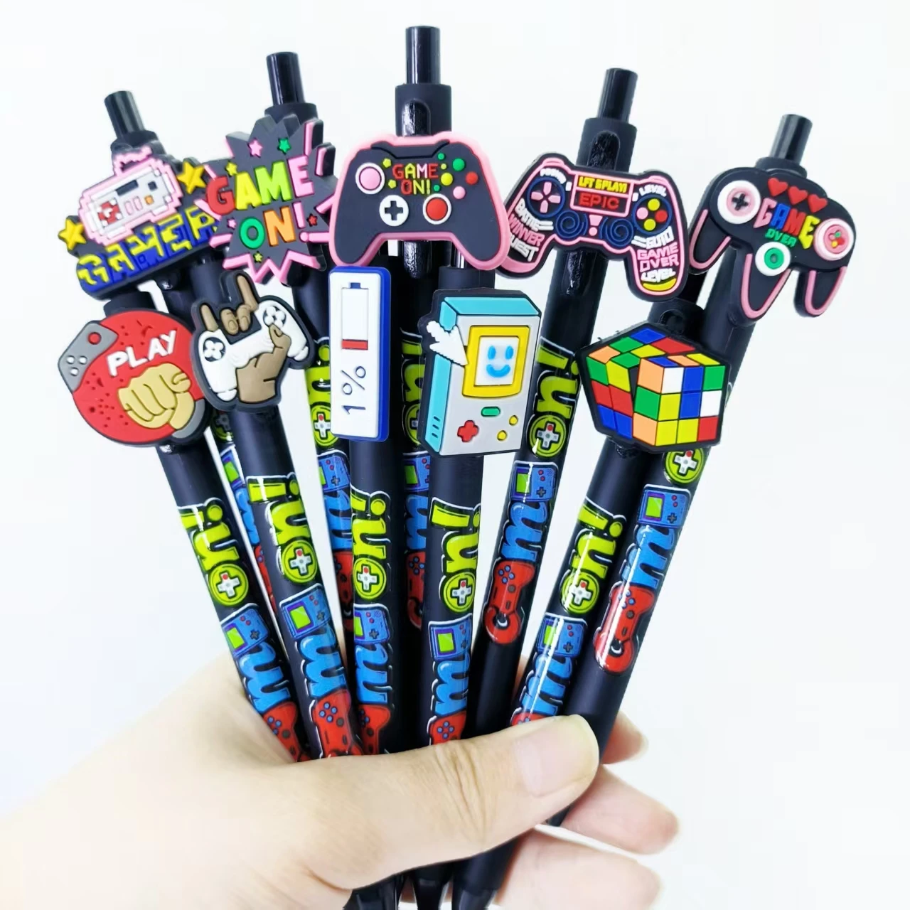 

8/16 шт., креативный дизайн, ручки с круглым наконечником и контроллером консоли, ручки с наклейками с принтом для студентов, подарки для письма