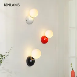 Cream Wall Lamp Bedroom Bedside Wall Light Children's Room Study Living Room Stairs Corridor TV Background Color Ball Wall Lamp