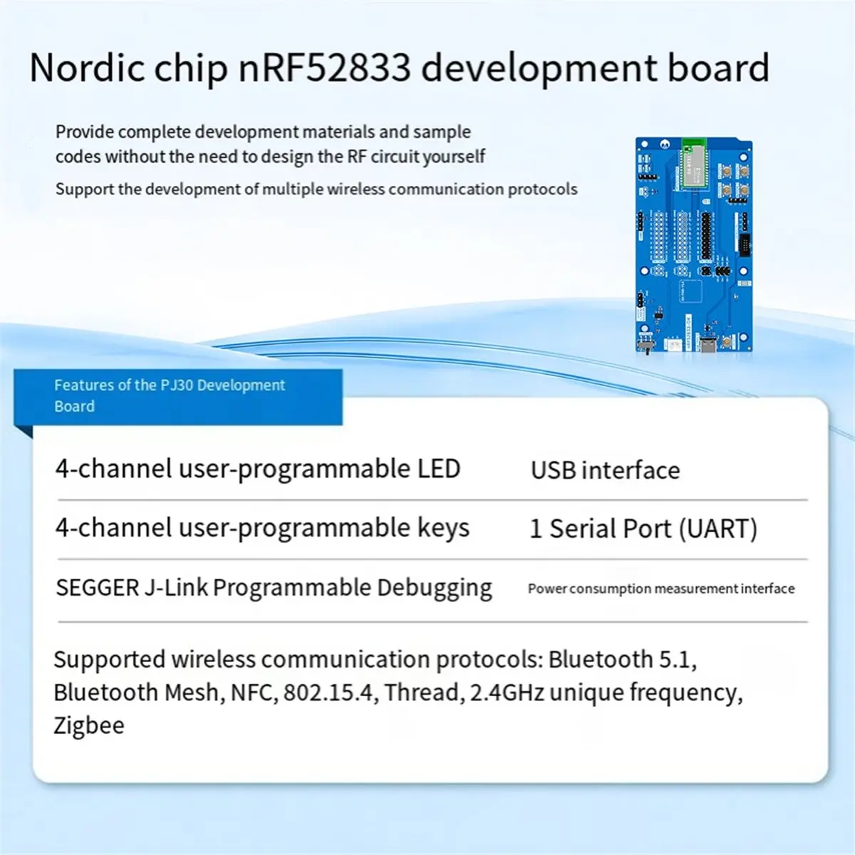 A86G NEW NRF52833- +PA Low Power Bluetooth Nordic Development Board SoC NFC Thread Zigbee
