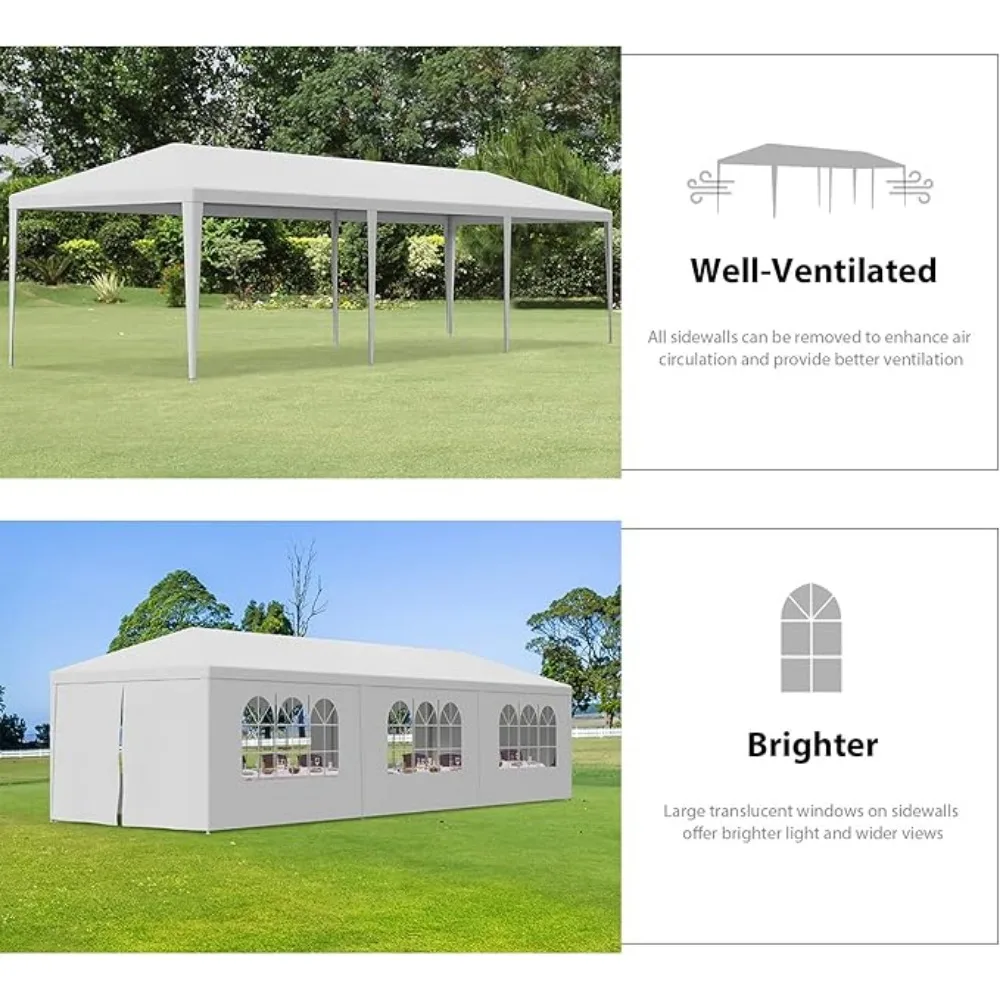 Tienda de campaña con dosel para exteriores, 10'x30', Patio, Camping, Gazebo, refugio, pabellón, Cater, fiesta, boda, barbacoa, eventos