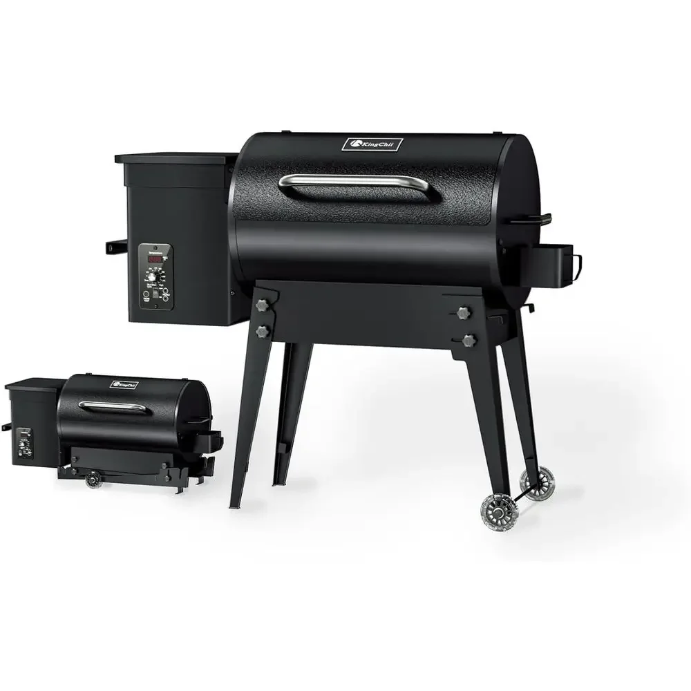 Grelhador e fumante elétrico portátil para pellets de madeira com pernas antigas, 456 SQ.IN Grill acity, funil de 18LB, com controle de temperatura (18
