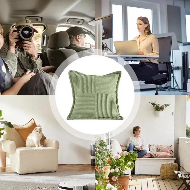 Square Throw Pillow Covers Striped Square Throw Pillow Cases 45X45cm Soft Household Pillowcase Solid Color Decoration For Sofa