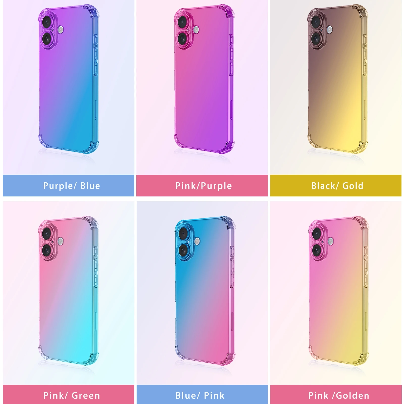 Nowe etui z gradientem TPU, odporne na wstrząsy, z poduszką powietrzną, do Apple iPhone 17 Pro Max iPhone 17, ochronne etui na tył telefonu, obudowa, coque, fundas