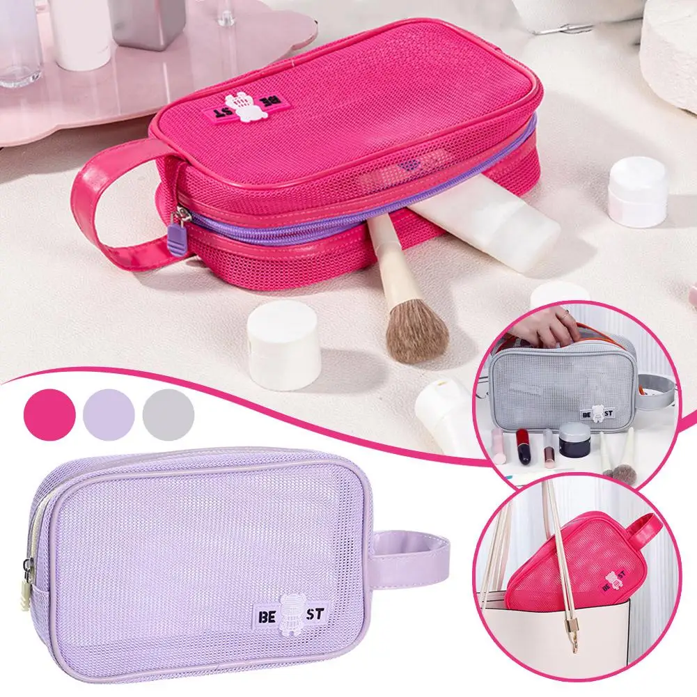 Makeup Bag Zipper Mesh Large capacity Portable Toiletry bag Outdoor Travel Cosmetic &Toiletries Storage bag Handbag For Women
