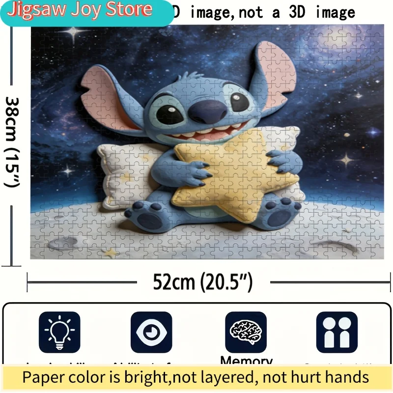 Disney Disney Stitch and Mickey Home Decor Print | 2D Flat Jigsaw Puzzle, Ideal for Adult Brain Teasers, Family Game Nights, C