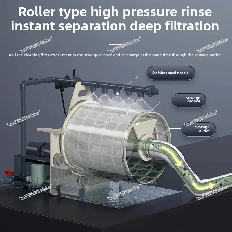 Rotary Drum Microfilter Automatic Backwash Leave-in Cotton Aquaculture Microfilter Circulating Water Filter