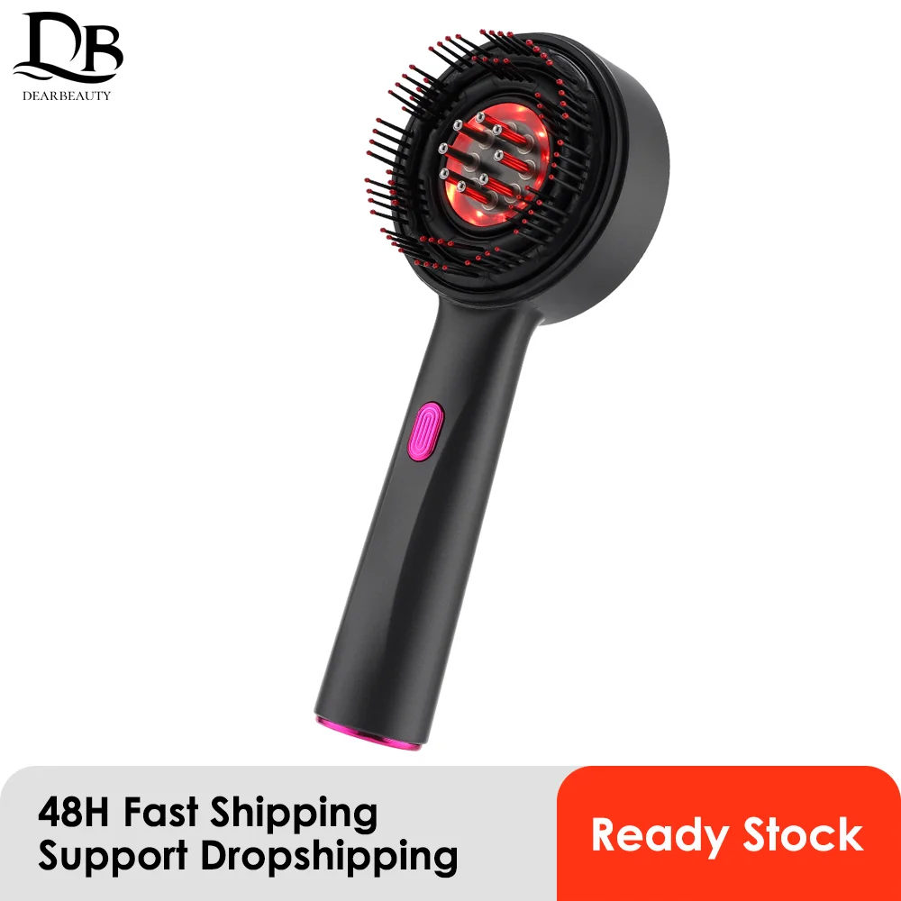 Electric Vibration Massage Comb Red Blue Light Therapy Hair Growth Massage Scalp Brush Oil Liquid Applicator Head Massager