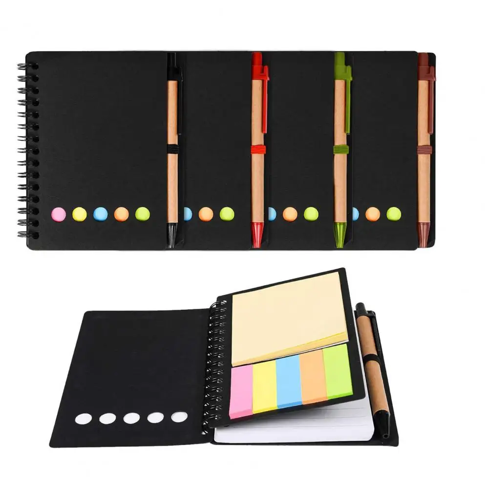 Study Notebook Durable Spiral Notebook Set with Convenient Coil Pen Sticky Note for Office School Work Notebook with Pen Holder