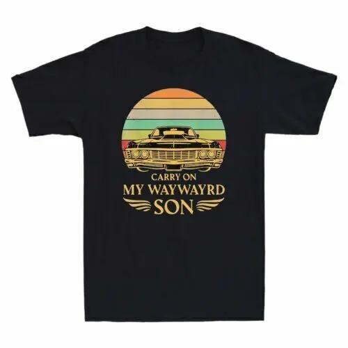 Carry On My Waywayrd Son Car Sunset Funny Vintage  Short Sleeve  Anime Graphic T-shirts unisex Tees