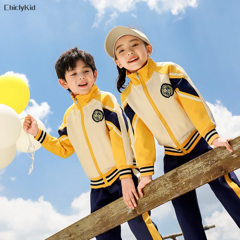 Kids School Uniforms Girls Colorant Jacket Polo Shirt Sport Pants Boys Outfits Child Skirt Shorts Toddler Students Clothes Sets