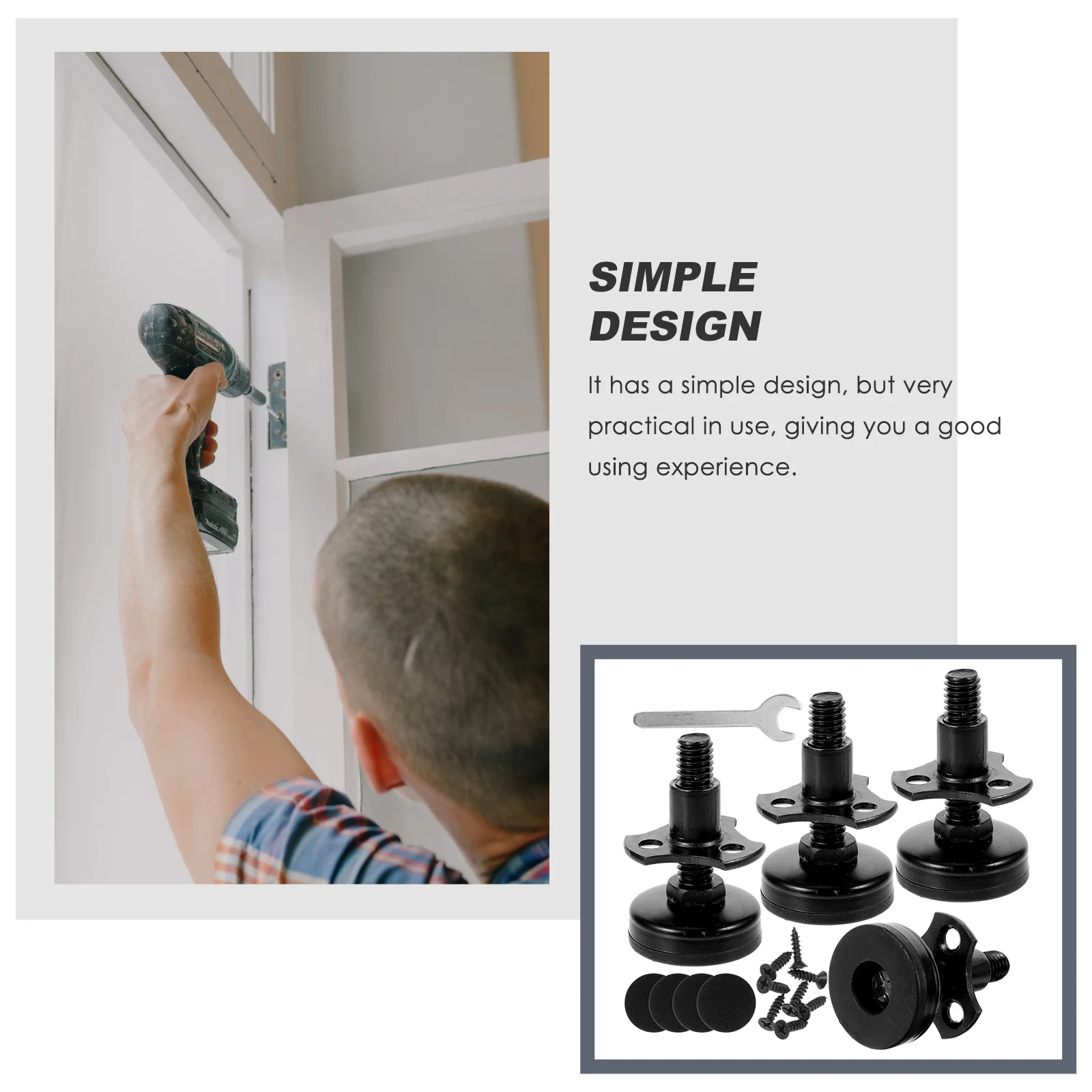 

4pcs Adjustable Furniture Leveler Heavy Duty Leveling Feet Screw On T-Shape Nut Kit Floor Protection Felt Pads Stable For Tables
