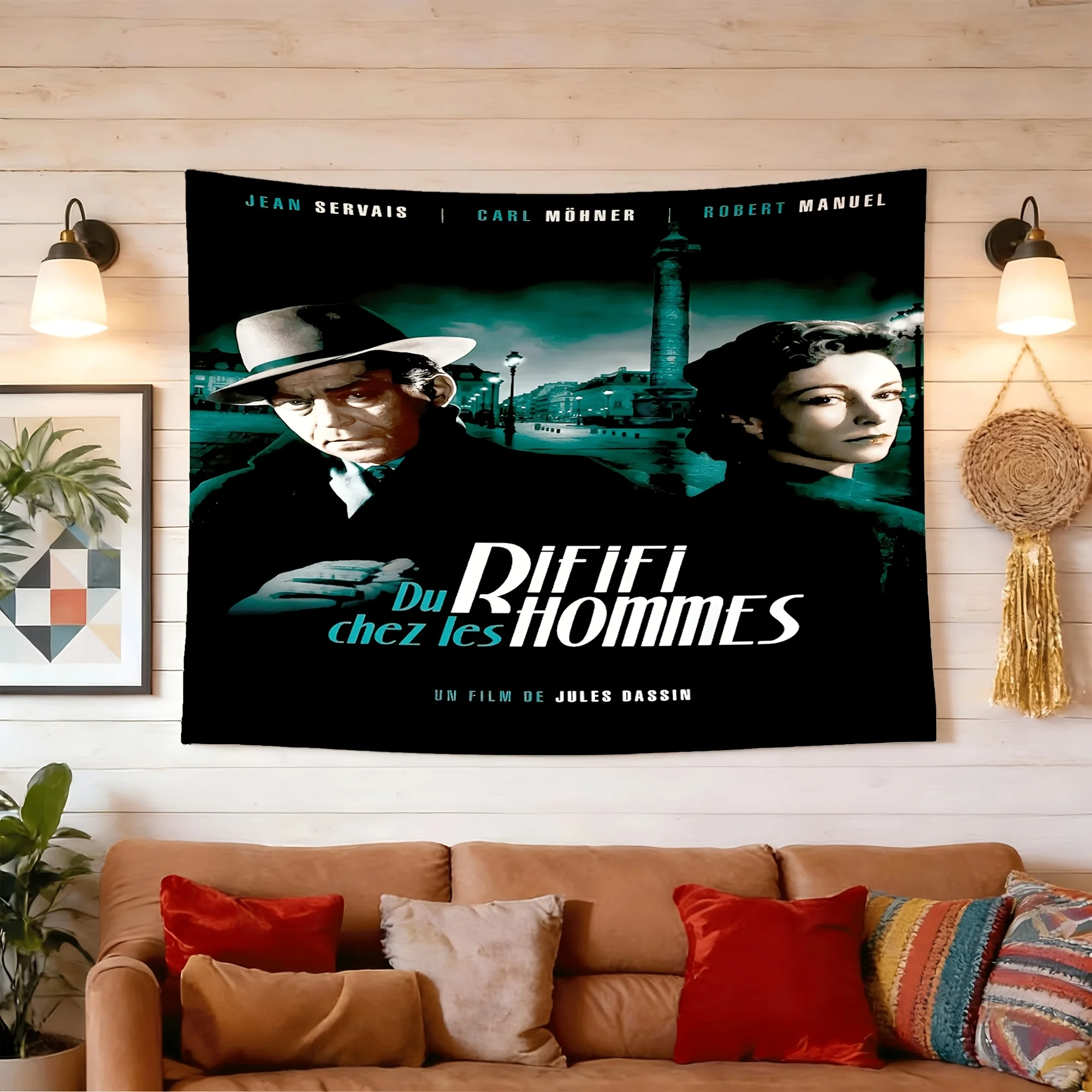 Du rififi chez les hommes Peach Skin Velvet Wall Tapestry | Ideal for Bedroom, Living Room, Dorm, Parties, Unique Birthday and Holiday Gift for Friends, Women, Dorm Room Additions