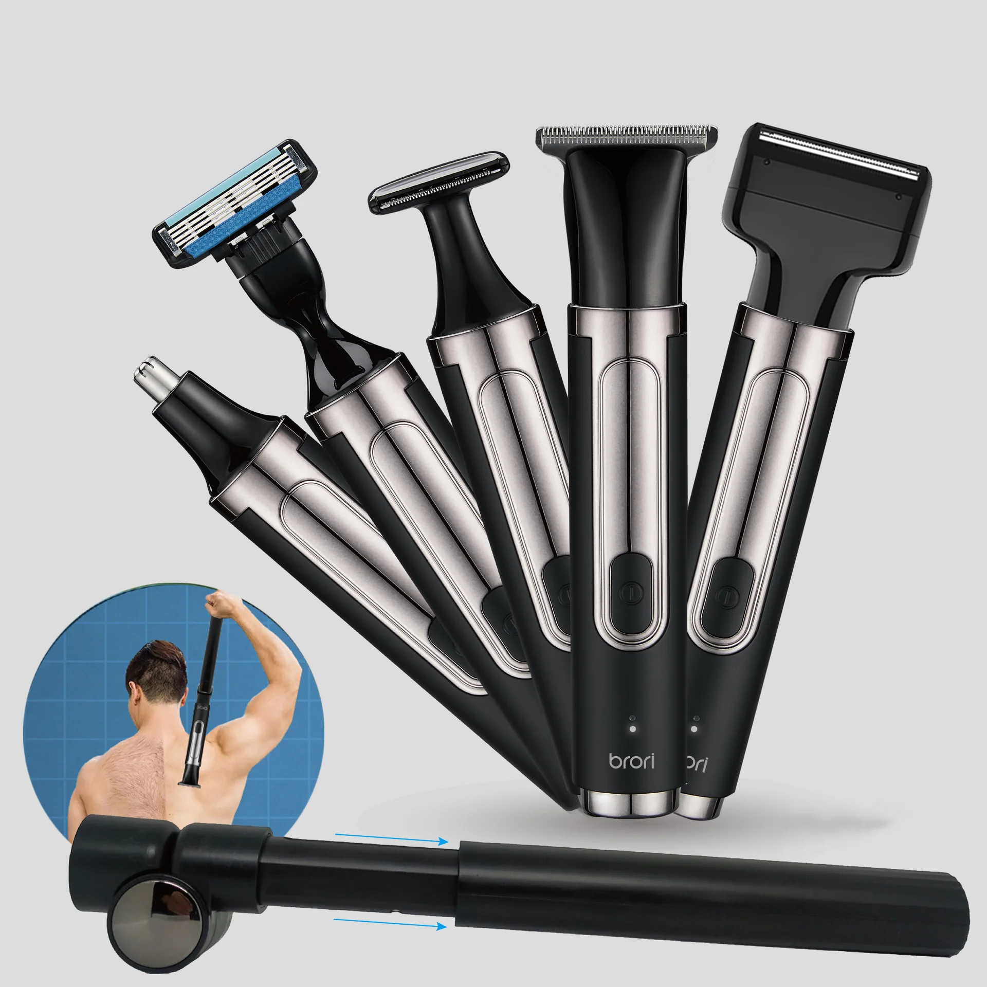 Five in one male; S haircut set shaver folding telescopic rod shaver nose hair trimmer electric shaver hair remover nose trimmer