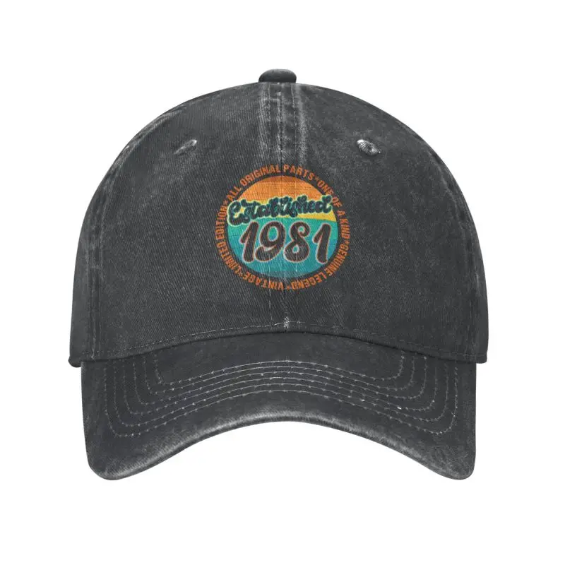 Classic Unisex Cotton Vintage Established 1981 Born In 80s Baseball Cap Adult 42th Birthday Adjustable Dad Hat for Men Women