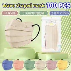 Wave shaped face mask with 3 layer, butterfly shaped, eye corner protection cloud shaped adult independent packaging mascarillas