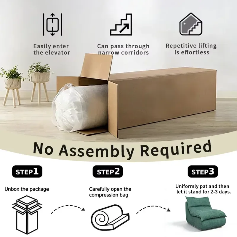 Modern Reclining Sleep Sofa with Removable Cushion One-Seater Sectional Compressed Sofa Set for Home Living Room Furniture