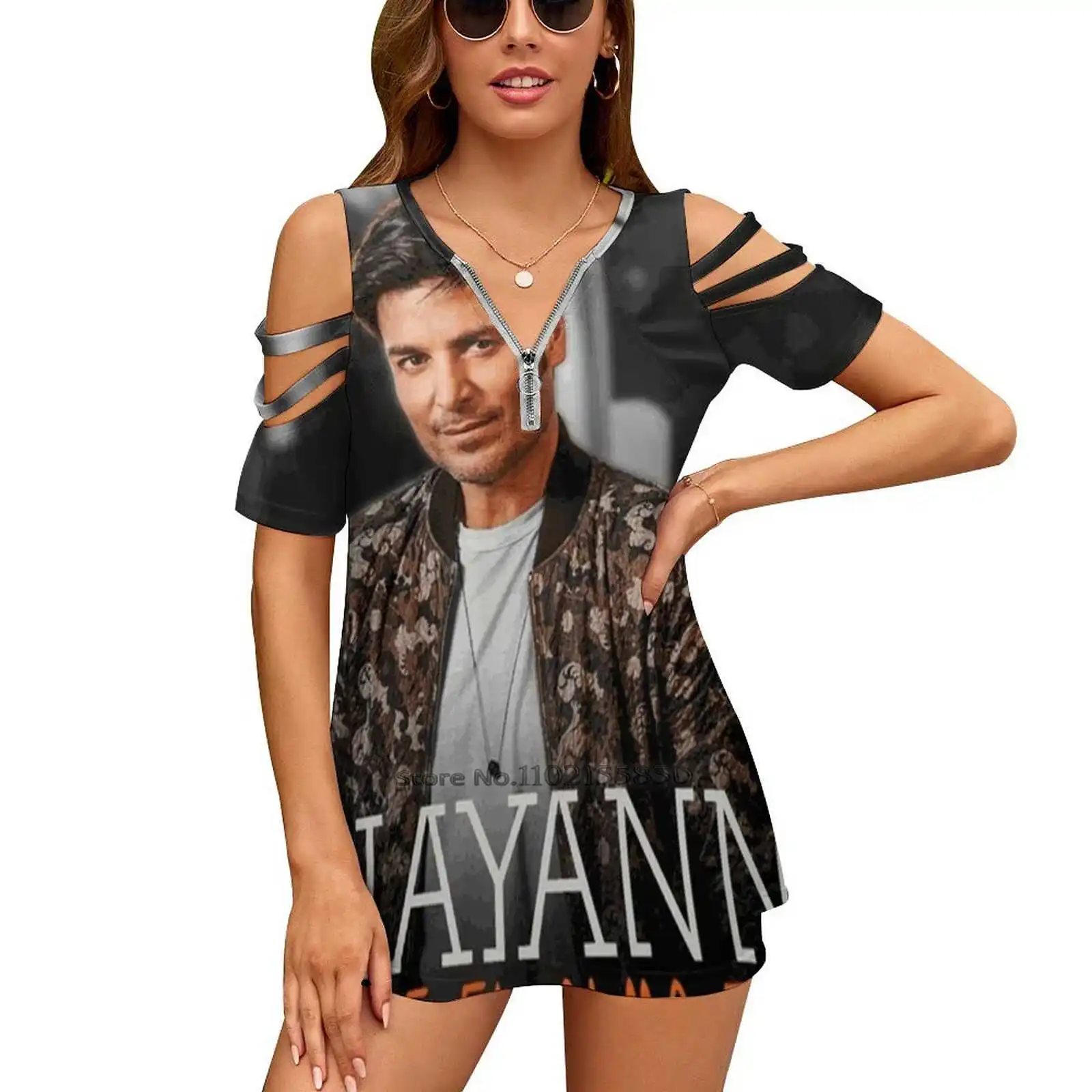 Bopakal Chayanne Desde El Alma Tour 2019 Zipper Sexy T-Shirt Casual Tops Hollow Pullover Ladies Top T Shirts Live Concert Music