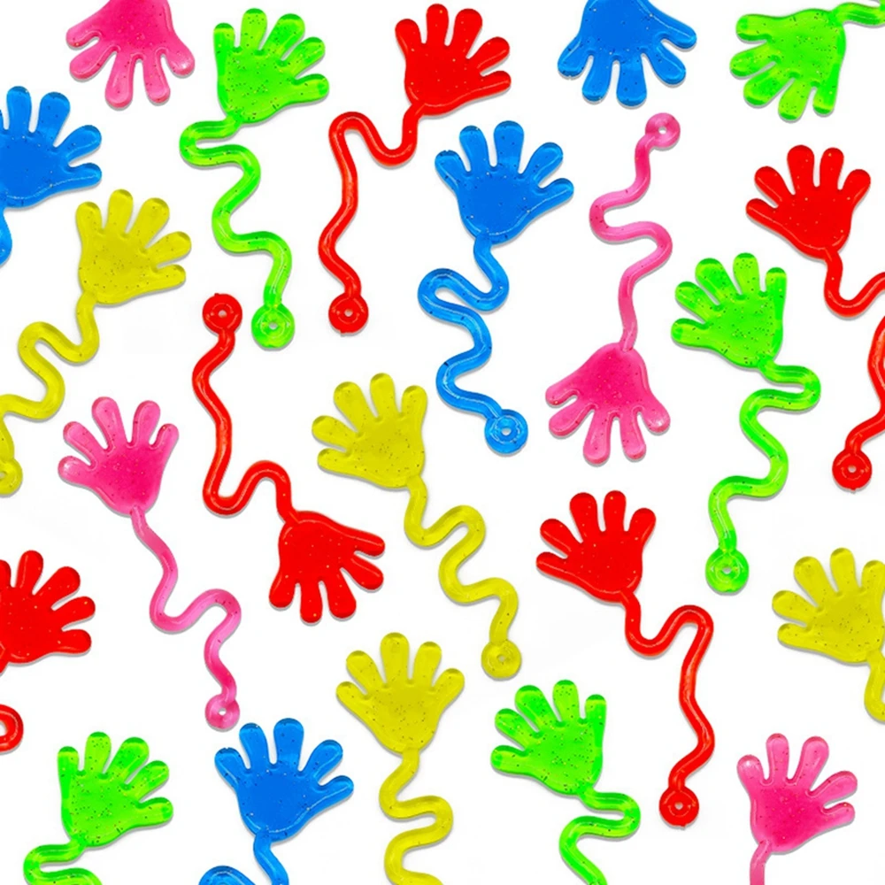 

12PCS for Kids Adult Glitter Sticky Hands Mini Stretchy Stress Relief Sensory Toys Party Favors Supplies Goodie Bag Stuffers