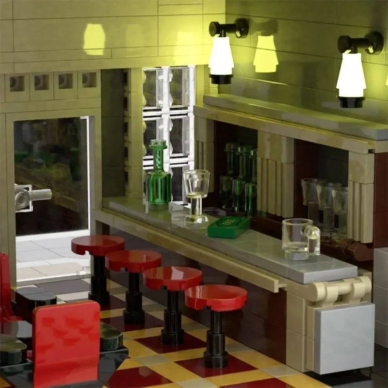 

Moc Building Bricks City Street View Model Bar And Apartment Technology Modular Blocks Gifts Toys For Children DIY Sets Assembly